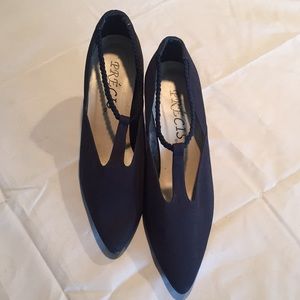 Women’s’s Navy Dress Braided T-Strap Shoes